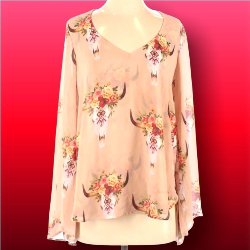 SHOW ME YOUR MUMU WESTERN HORSE BLOUSE WMNS SMALL